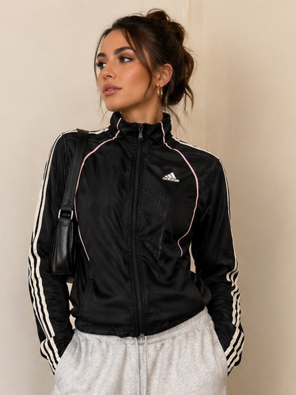 Adidas Black Front Zip Sport Jacket Women XS (Fits XS–S)